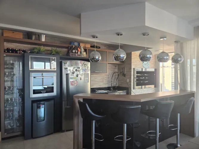 Cozinha completa com pedra e cuba