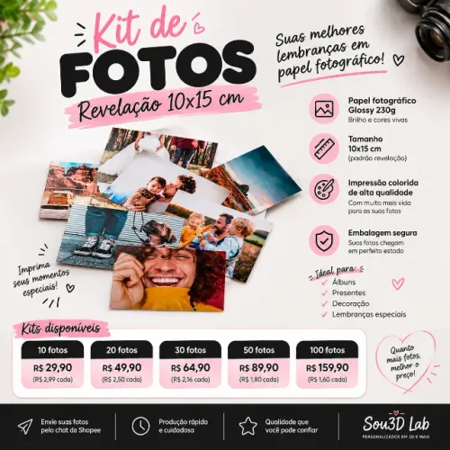 Revelação de Fotos 10x15 cm | Papel Fotográfico Premium | Alta Qualidade