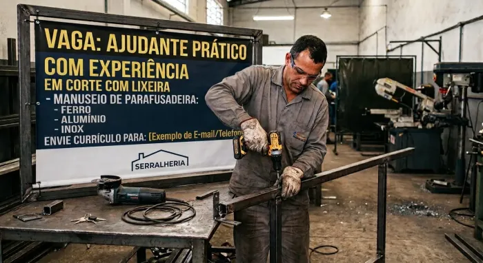 Ajudante prático com experiência em corte de ferro, alumínio, inox
