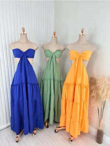 Vestido azul longo (novo)