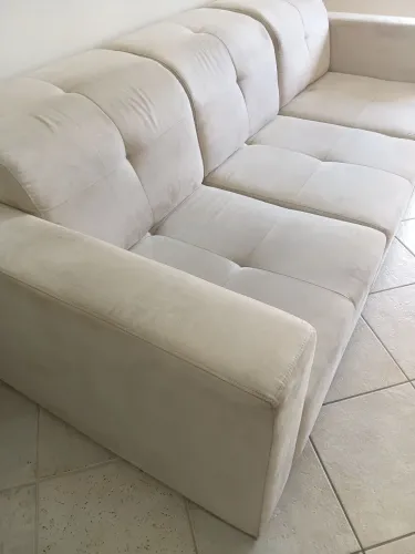 Sofá 3 Lugares Retrátil Confortável Cor Bege