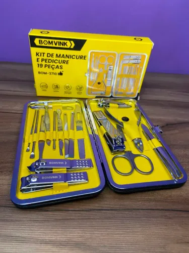KIT MANICURE E PEDICURE 19 PEÇAS BOM-3710