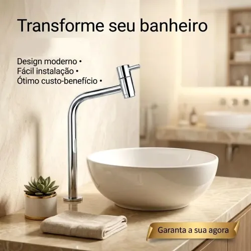 Torneira para banheiro de sobrepor Bica alta cromada fc-133