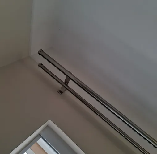 Varão Trilho Suíço Duplo Cortina Wave 2,55m 28mm Alumínio Aço Escovado