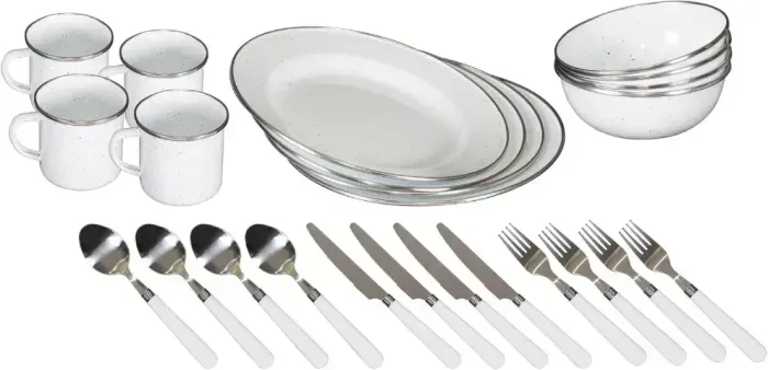 Conjunto de talheres esmaltados Deluxe de 24 peças branco Stansport