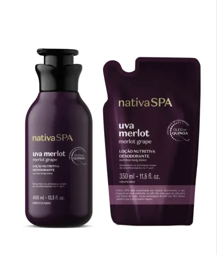 Kit de hidratante Nativa Spa (400ml) + Refil de 350ml