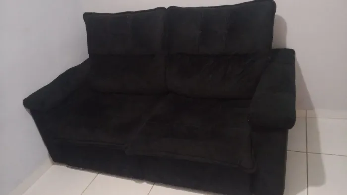Sofá retratil reclinável e cama 1.80 inbox flex Suede preto