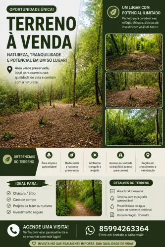 Terreno de (20x50) em Pacoti - Excelente Localização, Calmo e com infraestrutura