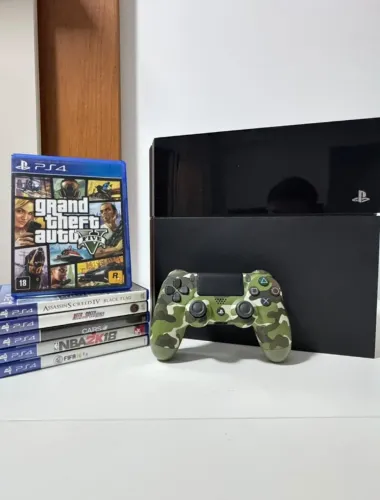 Console Playstation 4 500gb + Controle Camuflado Dualshock 4 + 6 jogos