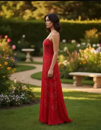 Vestido Vermelho Bordado