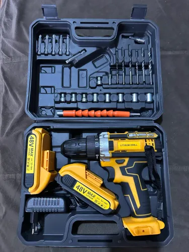 Furadeira e Parafusadeira 48V + 2 Baterias + Kit Completo