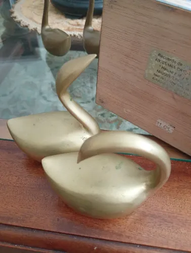 Casal de patos de bronze vintage importados