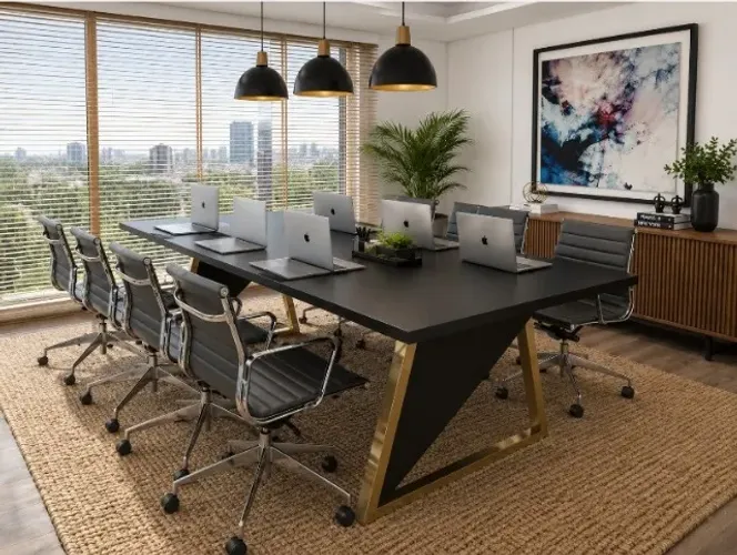 Mesa de Reunião Wing Gold Delluxe. L240cm x P100cm x A74cm