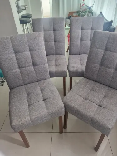 Vendo 4 cadeiras estofadas linho cinza
