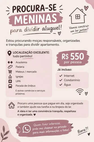 PROCURO MENINAS - DIVIDIR APTO