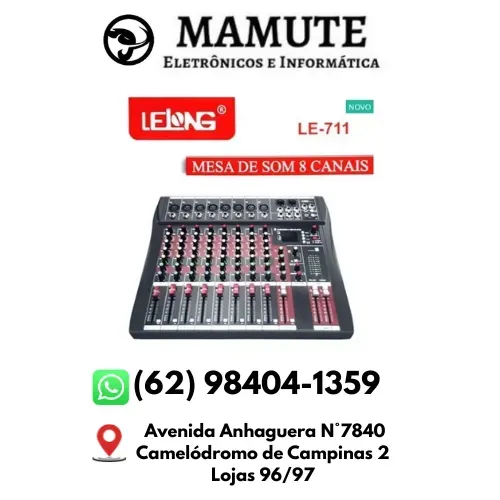 Mesa De Som Bluetooth Usb Mixer Mp3 Digital 8 Canais Le711