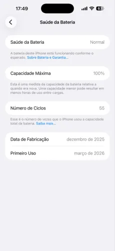 17 pro Max 256gb 2 meses de uso bateria 100%