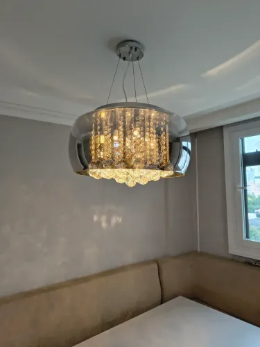 Lustre pendente de cristal com cúpula de vidro