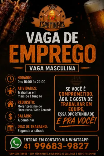 Vaga para casa de espetinho 