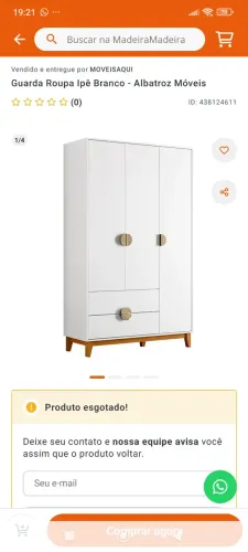 Guarda roupa de solteiro branco