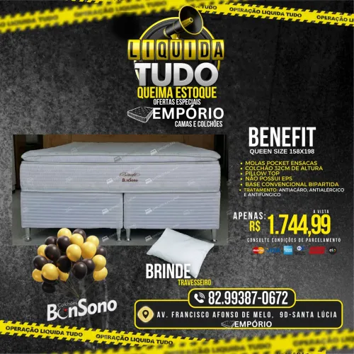 Cama Queen size benefit promoção itens de fábrica molas pocket pronta entrega