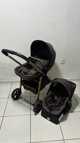 Carrinho de Passeio Galzerano Napoli Trio Travel System 3 em 1 Preto e Cobre