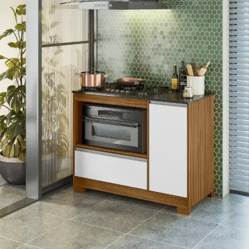 Balcão CookTop NT 3050 5 Bocas Freijo.Branco.Granito Notavel - Entrega Rápida!
