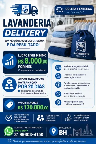 Lavanderia Delivery em Funcionamento com lucro 