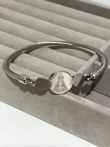 Bracelete Nossa Senhora Aparecida em Aço Inoxidável 