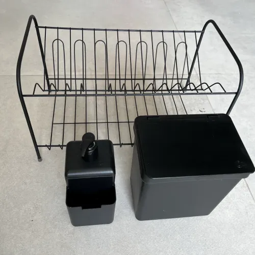 Kit cozinha cor preta: inclui três itens