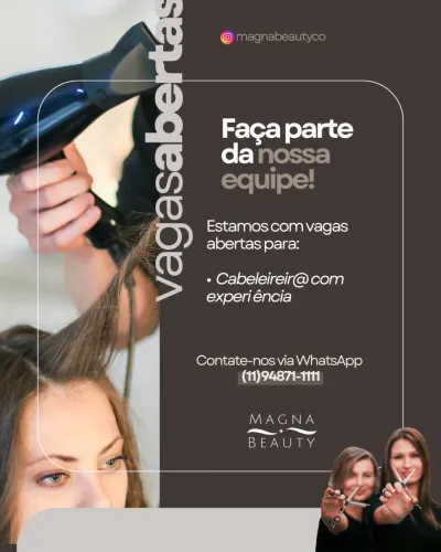 Vaga CABELEIREIRA/O com Experiência