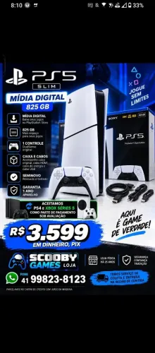 PS5 SLIM MÍDIA FÍSICA SEMINOVO 825, SEMINOVO, GARANTIA 1 ANO, LOJA