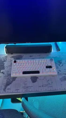 Teclado Mecânico DAREU FLEX75 - Tri-Mode, Hot Swap, RGB e Gasket Mount, White Pegasus