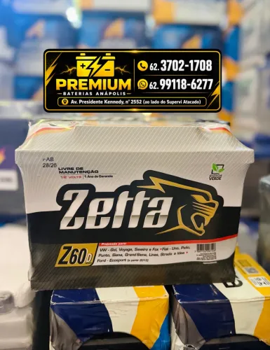 Bateria Automotiva 60AH Zetta - Baterias Carro Nova em Anápolis