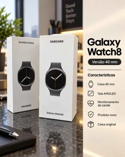 Samsung Galaxy Watch 8 40mm - NOVO, lacrado sem uso.