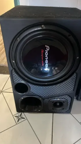 Caixa Trio Completa - Subwoofer Pioneer 12 polegadas Cara Preta