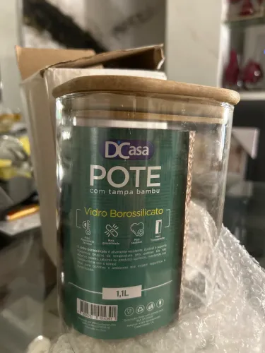 Pote vidro tampa Bambu 24,90 cada