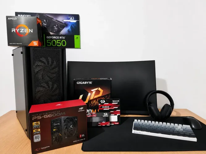 PC GAMER COMPLETO RYZEN 5 NVIDIA RTX 505 MONITOR SAMSUNG 27" 165HZ TELA CURVA
