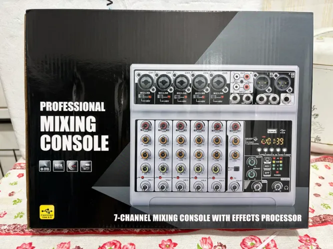 Mesa de Som Mixer Console de Áudio 7 canais DJ USB Bluetooth