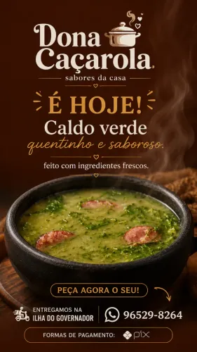 Caldo verde quentinho na Ilha do Governador