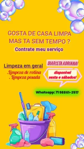 Diarista ( limpeza de casas, comércio e escritórios)