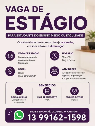 Vagas Estagiária Recepção