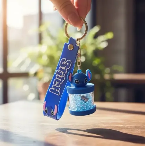 3 Chaveiros Stitch Disney Com Pote De Miçangas Que Acende
