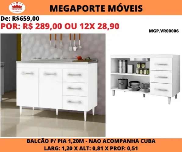 BALCÃO DE PIA 1,20