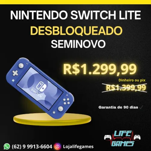Nintendo Switch lite Debloqueado com garantia 