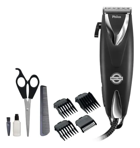 Cortador de Cabelo Philco Skull Pro Chrome com Lâmina de Aço Durável