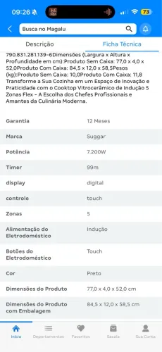 Coocktop indução suggar 5 zonas 220v