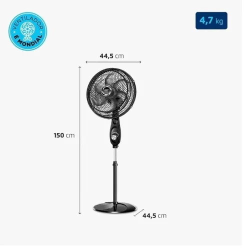 MONDIAL Ventilador de Coluna 30cm Turbo, Preto/Prata, 50W, 220V - VT-30C-NB