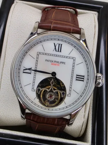 Relogio Patek Phillippe Geneve Turbilhão Prata/Marrom Automatico LINHA PREMIUM AAA