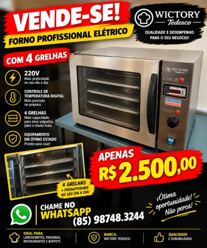 Forno Profissional Elérico Wictory Tedesco c/ 4 grelhas 220V